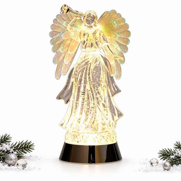 Led Osvětlený Vánoční Anděl 30 CM Figurka Usb Dekorace