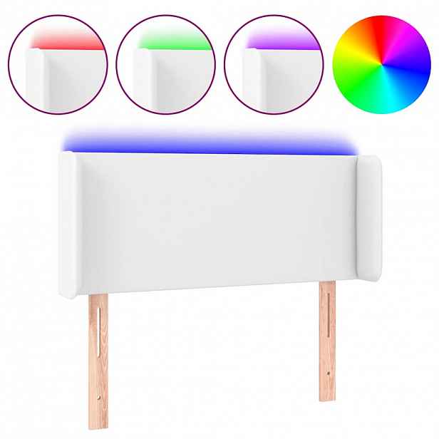 vidaXL Čelo postele s LED bílé 93 x 16 x 78/88 cm umělá kůže