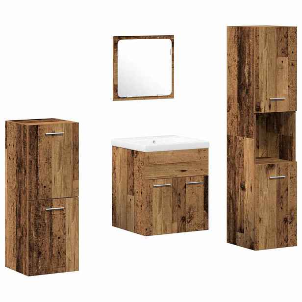 vidaXL Sada koupelnového nábytku 5 ks Staré dřevo 41 x 38,5 x 46 cm
