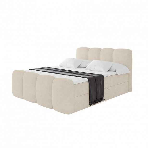 ALTDECOR AMERICKÁ postel s matrací H4 a lamelovým roštem – NINA-Z – 180 × 200 cm – béžová