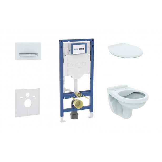 Geberit Duofix - Set předstěnové instalace, klozetu Alpha a sedátka, tlačítko Sigma50, alpská bílá SANI11CD3131