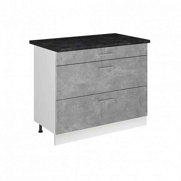 Vicco SPODNÍ SKŘÍŇKA KUCHYŇSKÉ LINKY R-Line, Beton/Bílá, 100 cm pracovná doska antracitová