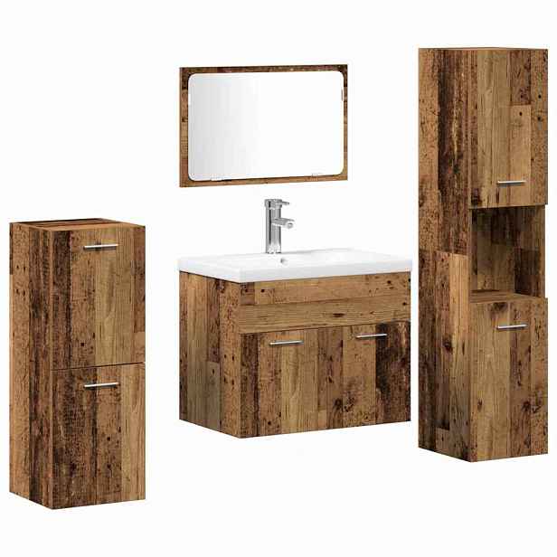 vidaXL Sada koupelnového nábytku 4 ks Staré dřevo 60 x 38,5 x 46 cm