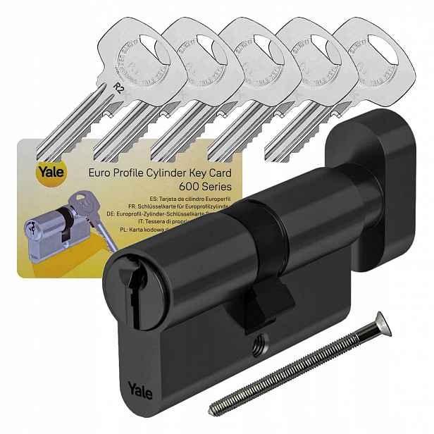 Vložka Yale Y600 40/55G s knoflíkem černá 5 klíčů