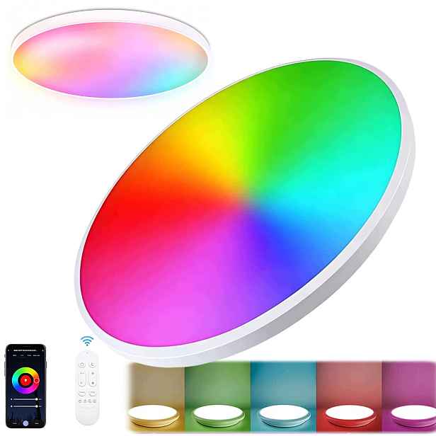 Lampa Stropní Svítidlo Led Rgb Bílá Cct 2700K-6500K Wifi Tuya Dálkový Ovladač Rf Aplikace