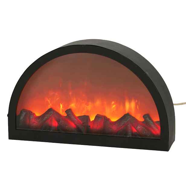 Dekorativní Kovový Krb S Efektem Plamenů Usb 41X10X25 CM, Černý