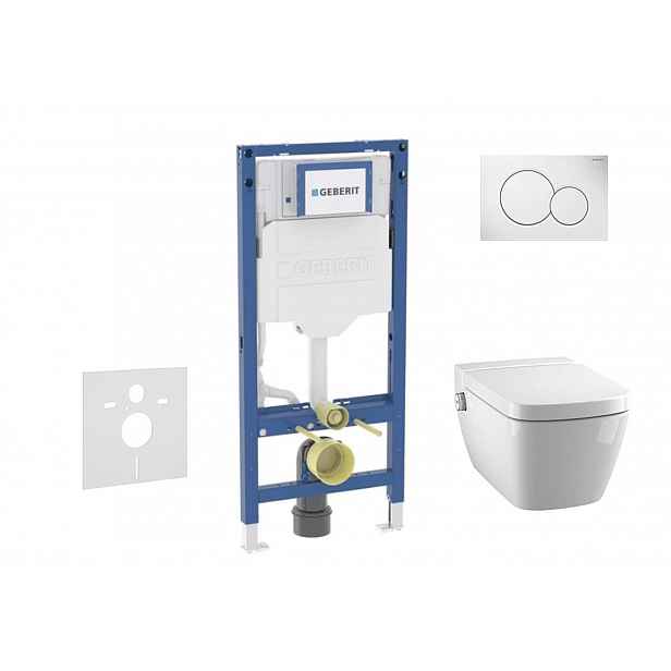 Geberit Duofix - Set předstěnové instalace, klozetu TECEone a sedátka softclose, tlačítko Sigma01, alpská bílá SANI11CT3100