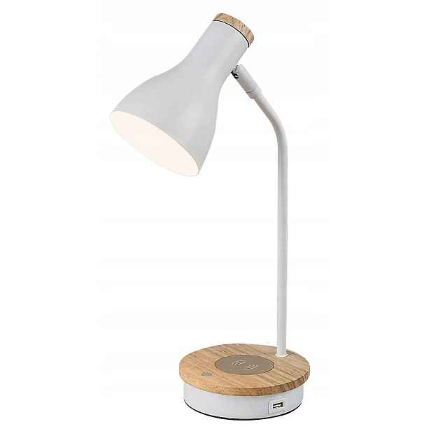 Stolní lampa s indukční nabíječkou a Usb, bílá matná E14 Mosley Rabalux