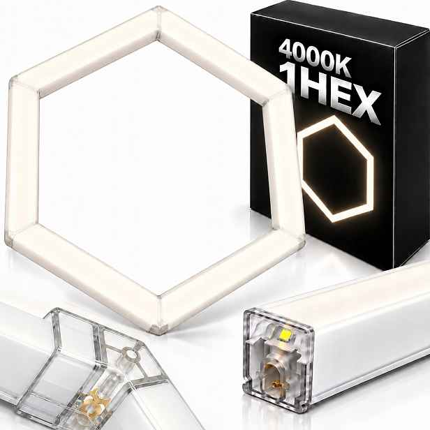 Bílý stropní Led panel 42W Hexagon 1 92x79 Cm myčka studio 4000K
