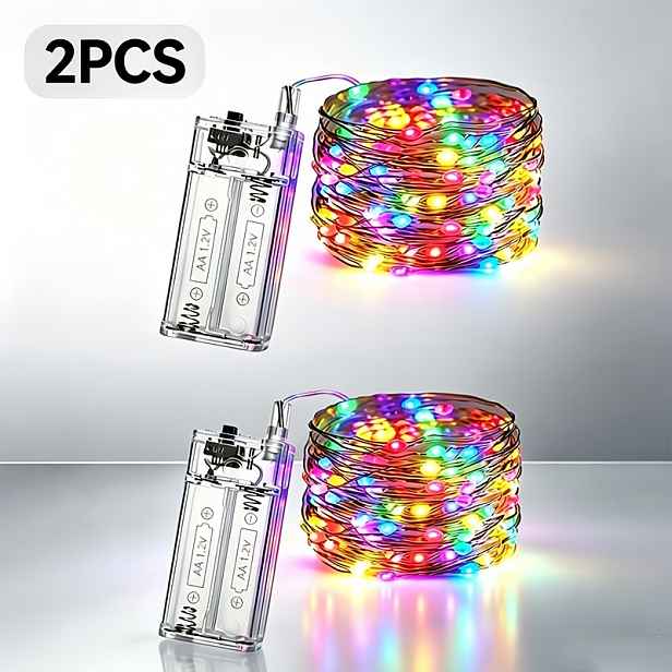 TEMU Balení 2 ks, Barevné, Vnitřní DIY Dekorační LED Světelný Řetěz, 3metrové Pohádkové Barevné Světla na Vánoce, Halloween, Vyznání, Žádost o Ruku,