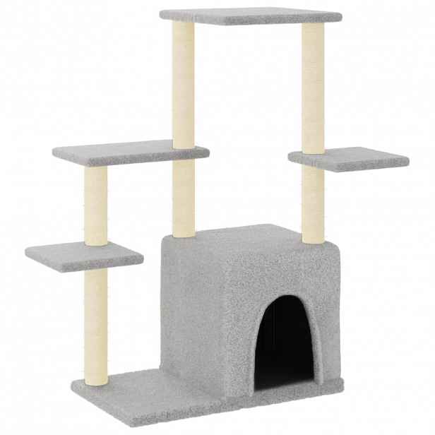 vidaXL Škrabadlo pro kočky se sisalovými sloupky světle šedé 97,5 cm