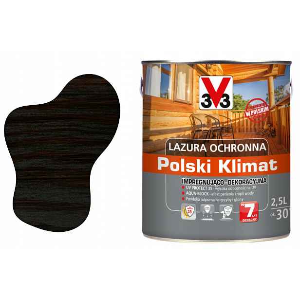 3V3 Výkonná lazura pro střešní krytinu Dekorativní impregnace na dřevo Extra 2.5L