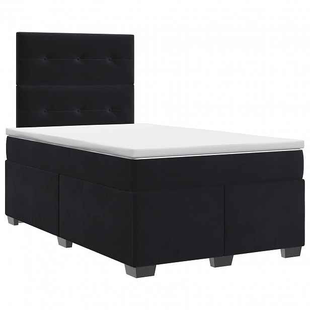 vidaXL Postel boxspring s matrací s čelo Černá 120 x 190 cm Samet