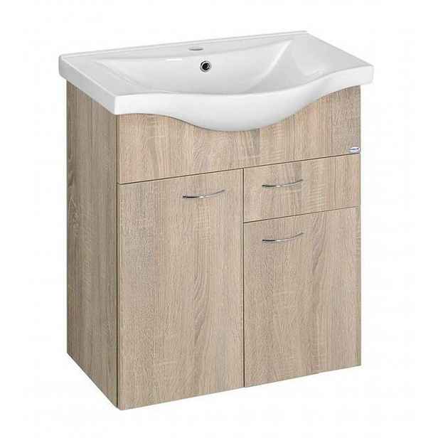 Aqualine Keramia Fresh - Umyvadlová skříňka 60x74x34 cm, dub platin 50066
