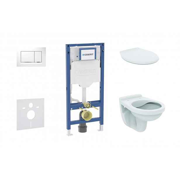 Geberit Duofix - Set předstěnové instalace, klozetu Alpha a sedátka, tlačítko Sigma20, bílá/chrom SANI11CD3128