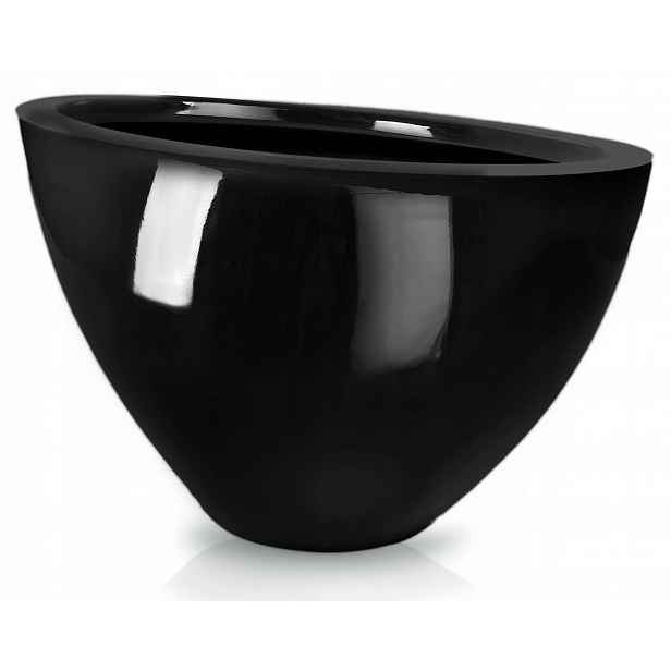 Květináč skleněné vlákno černý lesk 55 cm x 28 x 35 cm Polnix 95.032.55