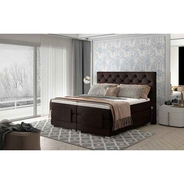 Luxusní polohovací postel 160x200 LIVANO - tmavě hnědá