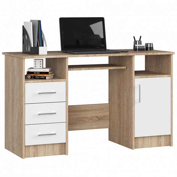 RAUMHIRSCH FURNITURE PSACÍ STŮL dub Sonoma, bílá 74/124/52