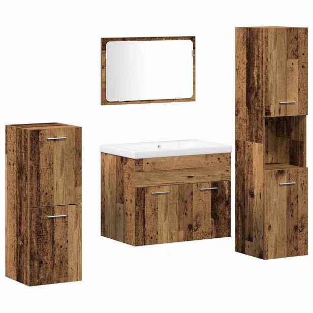 vidaXL Sada koupelnového nábytku 5 ks Hnědá 60 x 38,5 x 46 cm