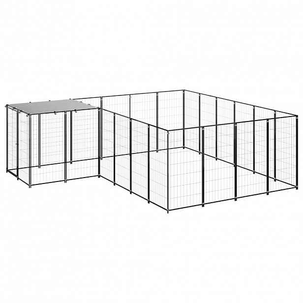 vidaXL Psí kotec černý 8,47 m² ocel