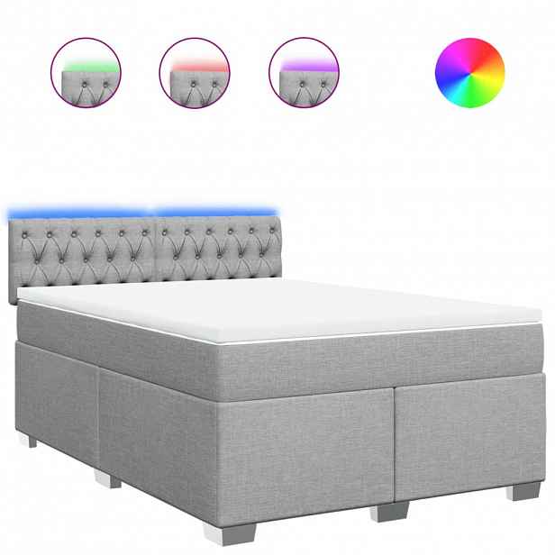 vidaXL Box spring postel s matrací světle šedá 140 x 190 cm textil