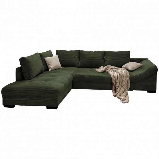 P & B ROHOVÁ SEDAČKA, textil, tmavě zelená