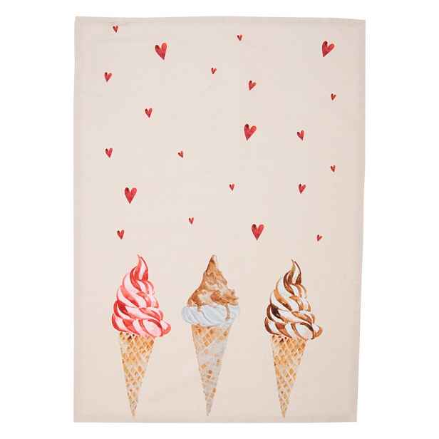 Béžová bavlněná utěrka se zmrzlinou Frosty And Sweet  - 50*70 cm Clayre & Eef