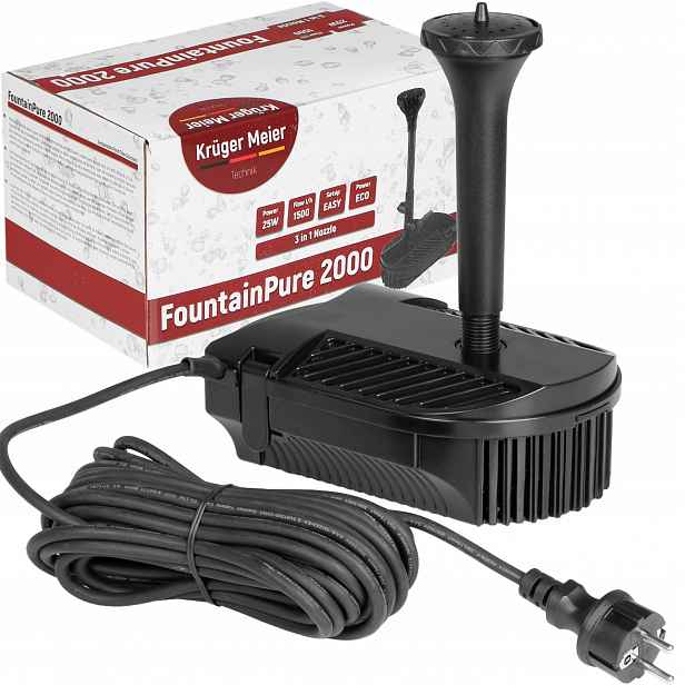 Čerpadlo Fontána Filtr 3V1 Pro Zahradní Jezírko 1500LH 25W Tiché Snadná Montáž Kompaktní