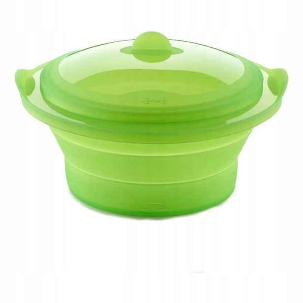 Lékué Silikonová nádoba na vaření v páře, skládací, zelená