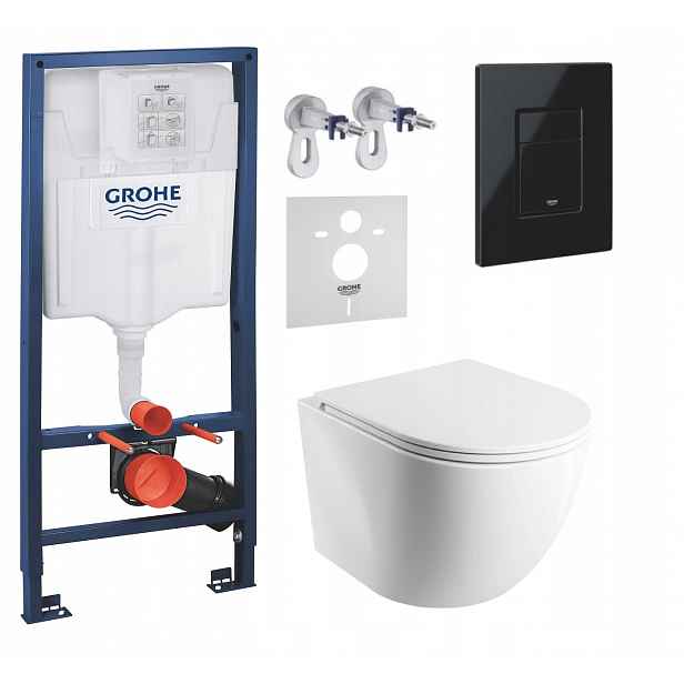 Podomítkový Wc set Grohe s mísou Cspmwbp s tlačítkem Černý Lesk Fresh