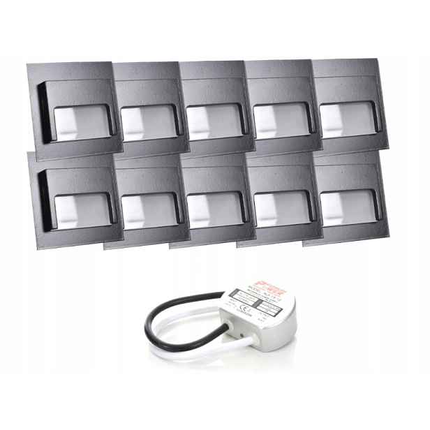 Sada Lampičky na schody Halogen Led 10x napájecí adaptér