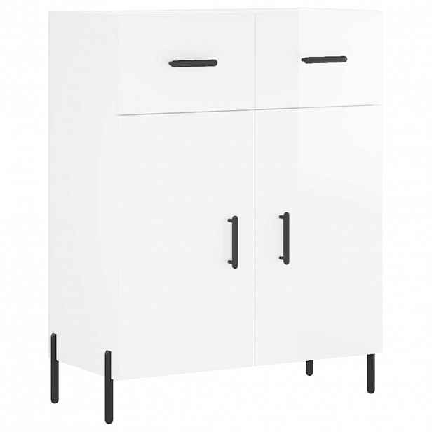 vidaXL Příborník bílý s vysokým leskem 69,5x34x90 cm kompozitní dřevo