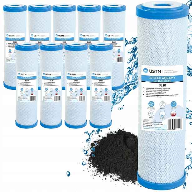10 X Filtr Na Vodu 10'' Filtrační Vložka Pro Uhlíkový Blok BL10 Ustm Čistič