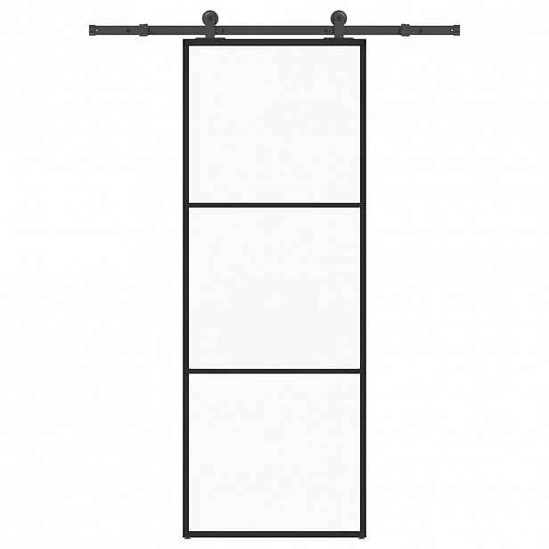vidaXL Posuvné dveře s kováním 76x205 cm ESG sklo a hliník
