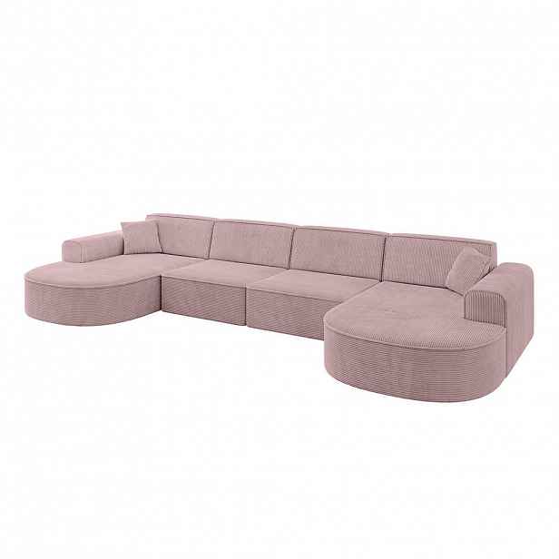 ALTDECOR SEDACÍ souprava MARI-U2 – 388 × 171 × 79 cm, růžový manšestr