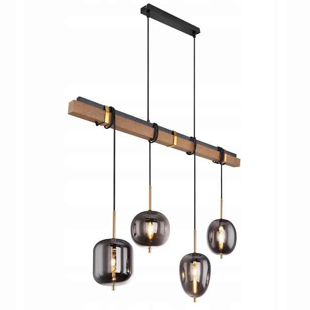 Černá závěsná lampa Blacky s teplým leskem nad stolem Globo