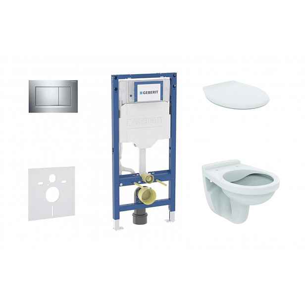 Geberit Duofix - Set předstěnové instalace, klozetu Alpha a sedátka, tlačítko Sigma20, chrom SANI11CD1129