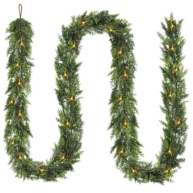 Led Vánoční Girlanda 180 CM Zelená 8 Režimů Časovač Na Baterie Schody