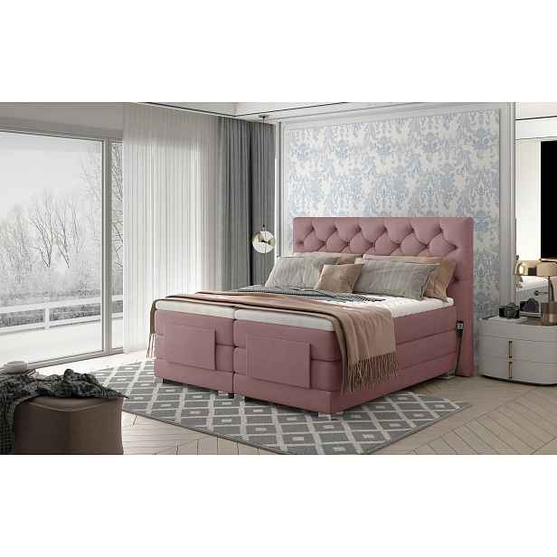 Luxusní polohovací postel 160x200 LIVANO - světle růžová