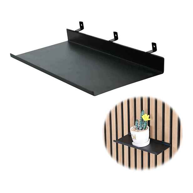 Regál na akustické panely nástěnná police kovová Slatwall 40x15 cm