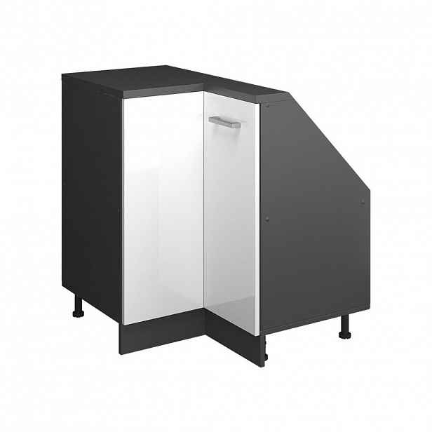 Vicco ROHOVÁ KUCHYŇSKÁ SKŘÍŇKA POD ŠIKMOU STŘECHU R-Line Bílá vysoký lesk 75.6 cm s 1 dveřmi