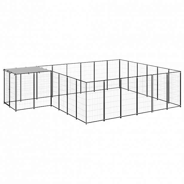 vidaXL Psí kotec černý 12,1 m² ocel