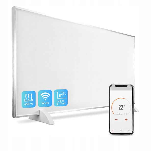 Volně stojící infračervený ohřívač 450 W – bílý, 90 x 50 cm