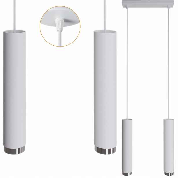 Závěsná lampa Cerlux Idun 2 bodová bílo-stříbrná 2xGU10 stropní nad stůl