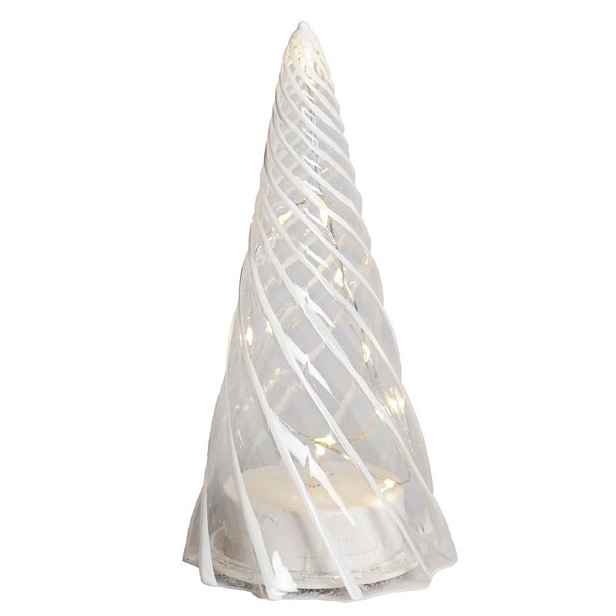 LED světelný stromek, skleněný, 23,5 cm, čirý
