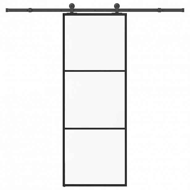 vidaXL Posuvné dveře s kováním 76x205 cm ESG sklo a hliník