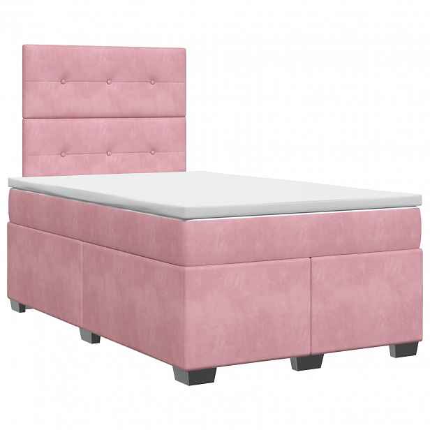 vidaXL Postel boxspring s matrací s čelo Růžová 120 x 190 cm Samet