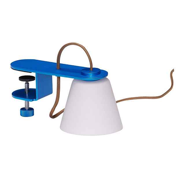 Modrá stolní lampa se skleněným stínidlem (výška 23 cm) Lure – Hübsch