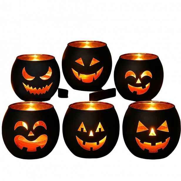 Svícny Halloween 6 Ks Skleněné Černé Na Čajovou Svíčku Svíčky 6,3 CM