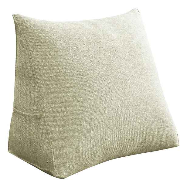 Vercart ZÁDOVÝ POLŠTÁŘ na postel vzhled lnu Bílý 45 cm